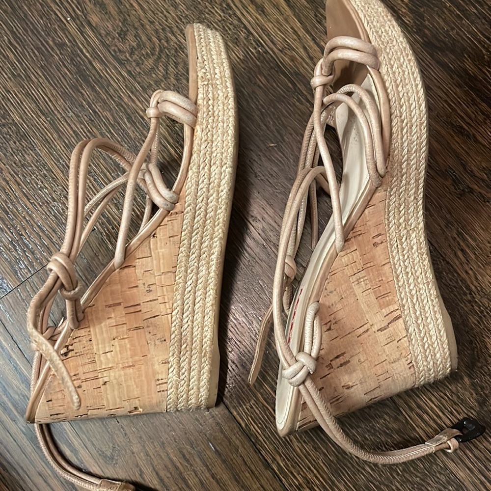 PRADA Leather Shoes, Platform, Sandals, Beige, size 41 (was $1,100)